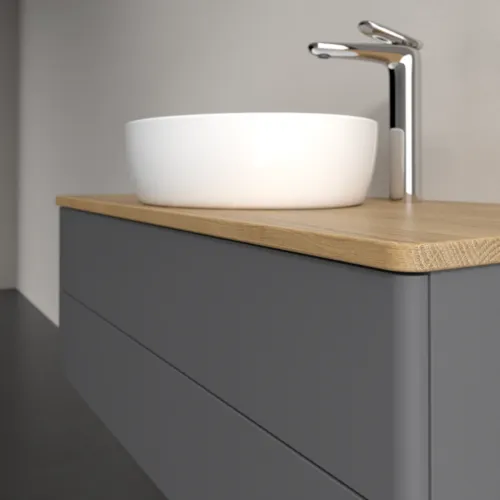 Bild von VILLEROY BOCH Antao Waschbeckenunterschrank, 2 Auszüge, 1000 x 360 x 500 mm, Front ohne Struktur, Anthracite Matt Lacquer / Honey Oak #K20051GK