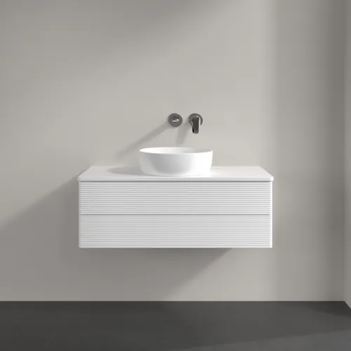 Bild von VILLEROY BOCH Antao Waschbeckenunterschrank, 2 Auszüge, 1000 x 360 x 500 mm, Front mit Struktur, White Matt Lacquer / White Matt Lacquer #K20110MT
