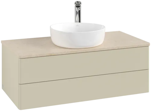 Bild von VILLEROY BOCH Antao Waschbeckenunterschrank, 2 Auszüge, 1000 x 360 x 500 mm, Front ohne Struktur, Silk Grey Matt Lacquer / Botticino #K20053HJ