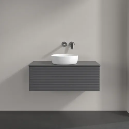 Bild von VILLEROY BOCH Antao Waschbeckenunterschrank, 2 Auszüge, 1000 x 360 x 500 mm, Front mit Struktur, Anthracite Matt Lacquer / Anthracite Matt Lacquer #K20110GK