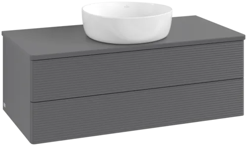 Bild von VILLEROY BOCH Antao Waschbeckenunterschrank, 2 Auszüge, 1000 x 360 x 500 mm, Front mit Struktur, Anthracite Matt Lacquer / Anthracite Matt Lacquer #K20110GK