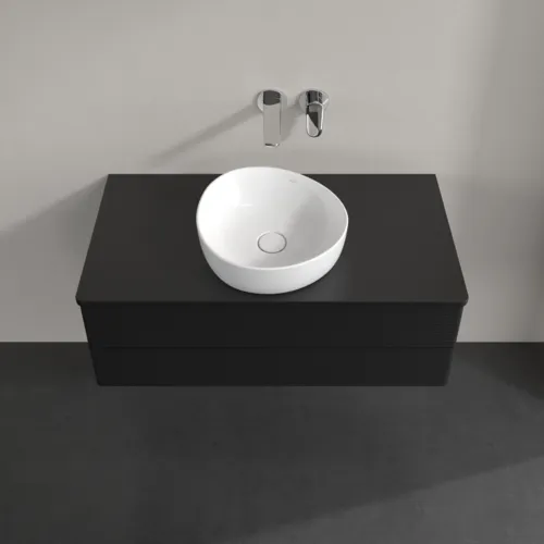 Bild von VILLEROY BOCH Antao Waschbeckenunterschrank, 2 Auszüge, 1000 x 360 x 500 mm, Front mit Struktur, Black Matt Lacquer / Black Matt Lacquer #K20110PD