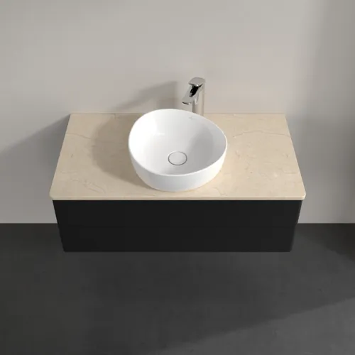 Bild von VILLEROY BOCH Antao Waschbeckenunterschrank, 2 Auszüge, 1000 x 360 x 500 mm, Front ohne Struktur, Black Matt Lacquer / Botticino #K20053PD