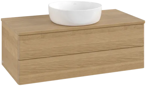 Bild von VILLEROY BOCH Antao Waschbeckenunterschrank, 2 Auszüge, 1000 x 360 x 500 mm, Front mit Struktur, Honey Oak / Honey Oak #K20111HN