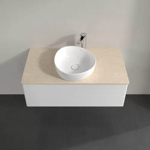 Bild von VILLEROY BOCH Antao Waschbeckenunterschrank, 2 Auszüge, 1000 x 360 x 500 mm, Front ohne Struktur, Glossy White Lacquer / Botticino #K20053GF