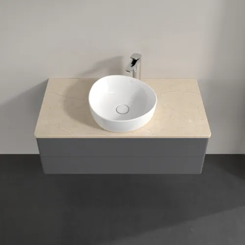 Bild von VILLEROY BOCH Antao Waschbeckenunterschrank, 2 Auszüge, 1000 x 360 x 500 mm, Front ohne Struktur, Anthracite Matt Lacquer / Botticino #K20053GK
