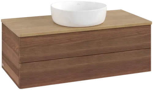 Bild von VILLEROY BOCH Antao Waschbeckenunterschrank, 2 Auszüge, 1000 x 360 x 500 mm, Front mit Struktur, Warm Walnut / Honey Oak #K20111HM
