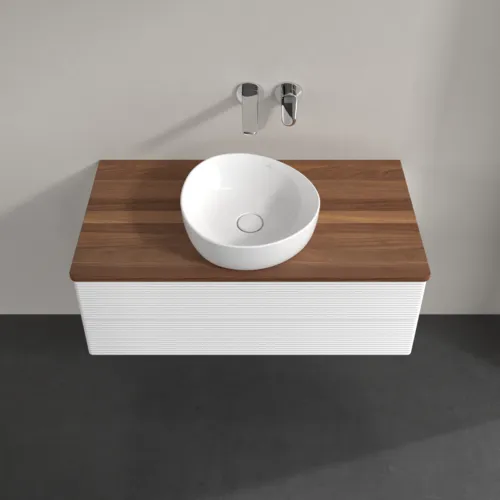 Bild von VILLEROY BOCH Antao Waschbeckenunterschrank, 2 Auszüge, 1000 x 360 x 500 mm, Front mit Struktur, White Matt Lacquer / Warm Walnut #K20112MT