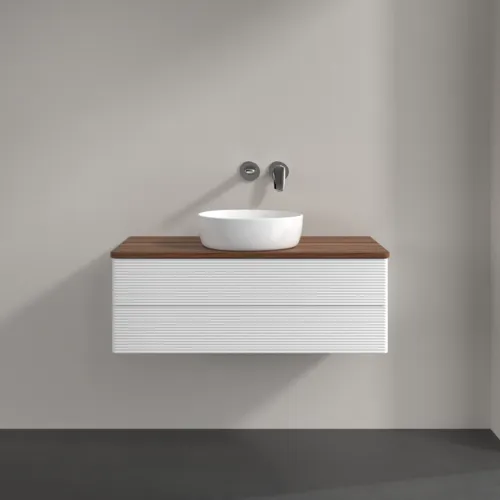 Bild von VILLEROY BOCH Antao Waschbeckenunterschrank, 2 Auszüge, 1000 x 360 x 500 mm, Front mit Struktur, White Matt Lacquer / Warm Walnut #K20112MT