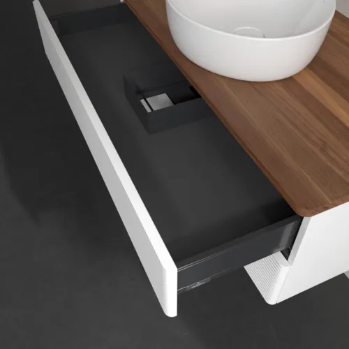 Bild von VILLEROY BOCH Antao Waschbeckenunterschrank, 2 Auszüge, 1000 x 360 x 500 mm, Front mit Struktur, White Matt Lacquer / Warm Walnut #K20112MT