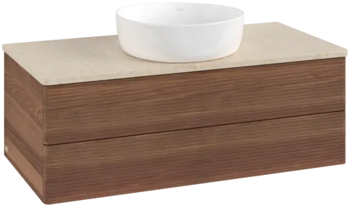 Bild von VILLEROY BOCH Antao Waschbeckenunterschrank, 2 Auszüge, 1000 x 360 x 500 mm, Front mit Struktur, Warm Walnut / Botticino #K20113HM