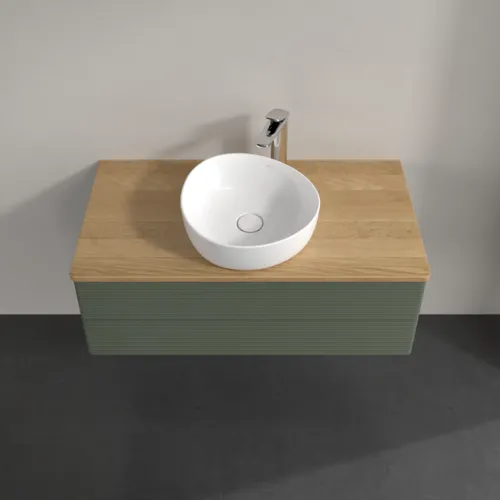 Bild von VILLEROY BOCH Antao Waschbeckenunterschrank, 2 Auszüge, 1000 x 360 x 500 mm, Front mit Struktur, Leaf Green Matt Lacquer / Honey Oak #K20151HL