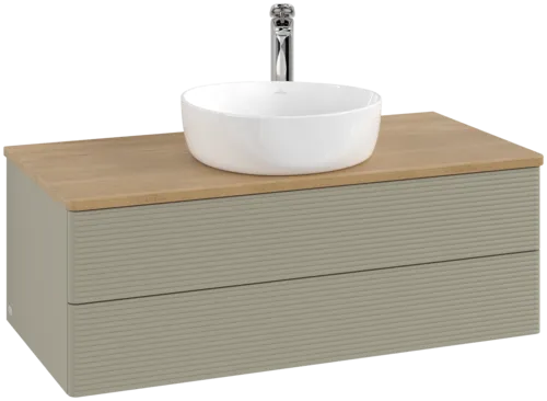Bild von VILLEROY BOCH Antao Waschbeckenunterschrank, 2 Auszüge, 1000 x 360 x 500 mm, Front mit Struktur, Stone Grey Matt Lacquer / Honey Oak #K20151HK