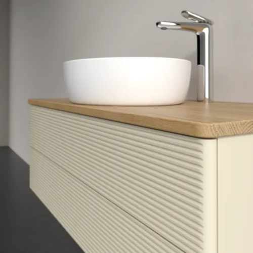 Bild von VILLEROY BOCH Antao Waschbeckenunterschrank, 2 Auszüge, 1000 x 360 x 500 mm, Front mit Struktur, Silk Grey Matt Lacquer / Honey Oak #K20151HJ