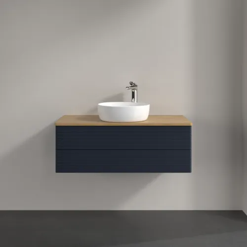 Bild von VILLEROY BOCH Antao Waschbeckenunterschrank, 2 Auszüge, 1000 x 360 x 500 mm, Front mit Struktur, Midnight Blue Matt Lacquer / Honey Oak #K20151HG