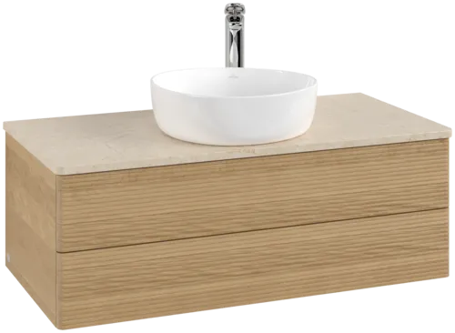Bild von VILLEROY BOCH Antao Waschbeckenunterschrank, 2 Auszüge, 1000 x 360 x 500 mm, Front mit Struktur, Honey Oak / Botticino #K20153HN