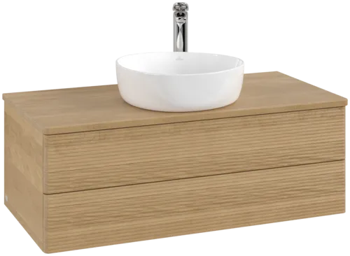 Bild von VILLEROY BOCH Antao Waschbeckenunterschrank, 2 Auszüge, 1000 x 360 x 500 mm, Front mit Struktur, Honey Oak / Honey Oak #K20151HN