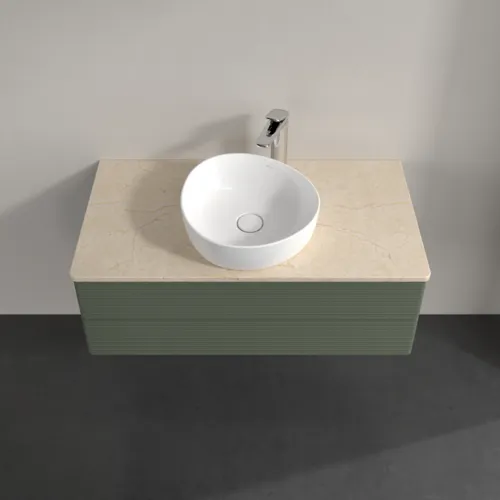 Bild von VILLEROY BOCH Antao Waschbeckenunterschrank, 2 Auszüge, 1000 x 360 x 500 mm, Front mit Struktur, Leaf Green Matt Lacquer / Botticino #K20153HL