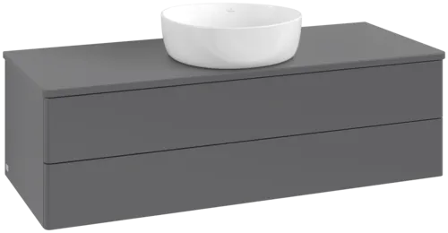 Bild von VILLEROY BOCH Antao Waschbeckenunterschrank, 2 Auszüge, 1200 x 360 x 500 mm, Front ohne Struktur, Anthracite Matt Lacquer / Anthracite Matt Lacquer #K21010GK