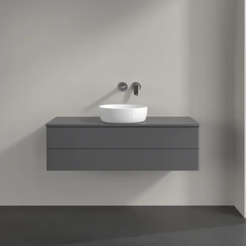 Picture of VILLEROY BOCH Antao Vanity unit, 2 pull-out compartments, 1200 x 360 x 500 mm, Front without structure, Anthracite Matt Lacquer / Anthracite Matt Lacquer #K21010GK