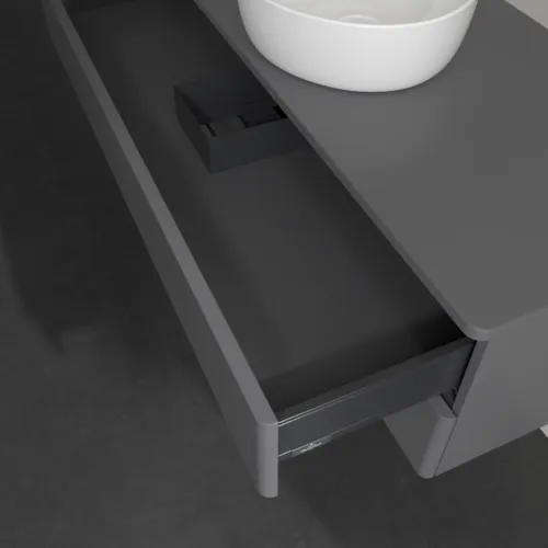 Picture of VILLEROY BOCH Antao Vanity unit, 2 pull-out compartments, 1200 x 360 x 500 mm, Front without structure, Anthracite Matt Lacquer / Anthracite Matt Lacquer #K21010GK