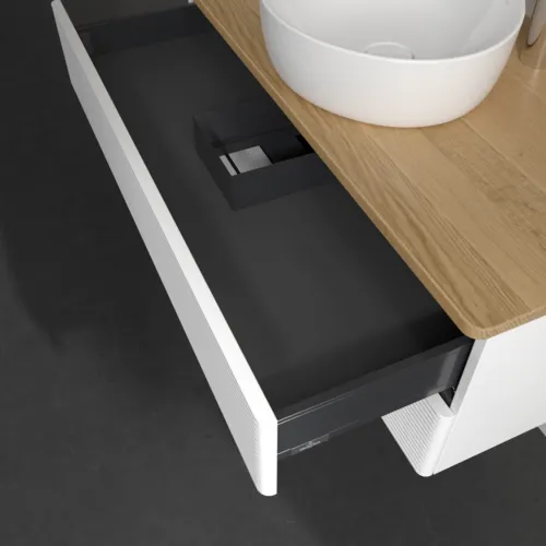 Bild von VILLEROY BOCH Antao Waschbeckenunterschrank, 2 Auszüge, 1000 x 360 x 500 mm, Front mit Struktur, White Matt Lacquer / Honey Oak #K20151MT