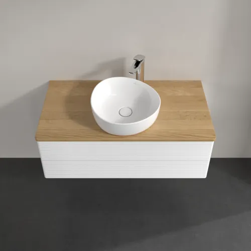 Bild von VILLEROY BOCH Antao Waschbeckenunterschrank, 2 Auszüge, 1000 x 360 x 500 mm, Front mit Struktur, White Matt Lacquer / Honey Oak #K20151MT