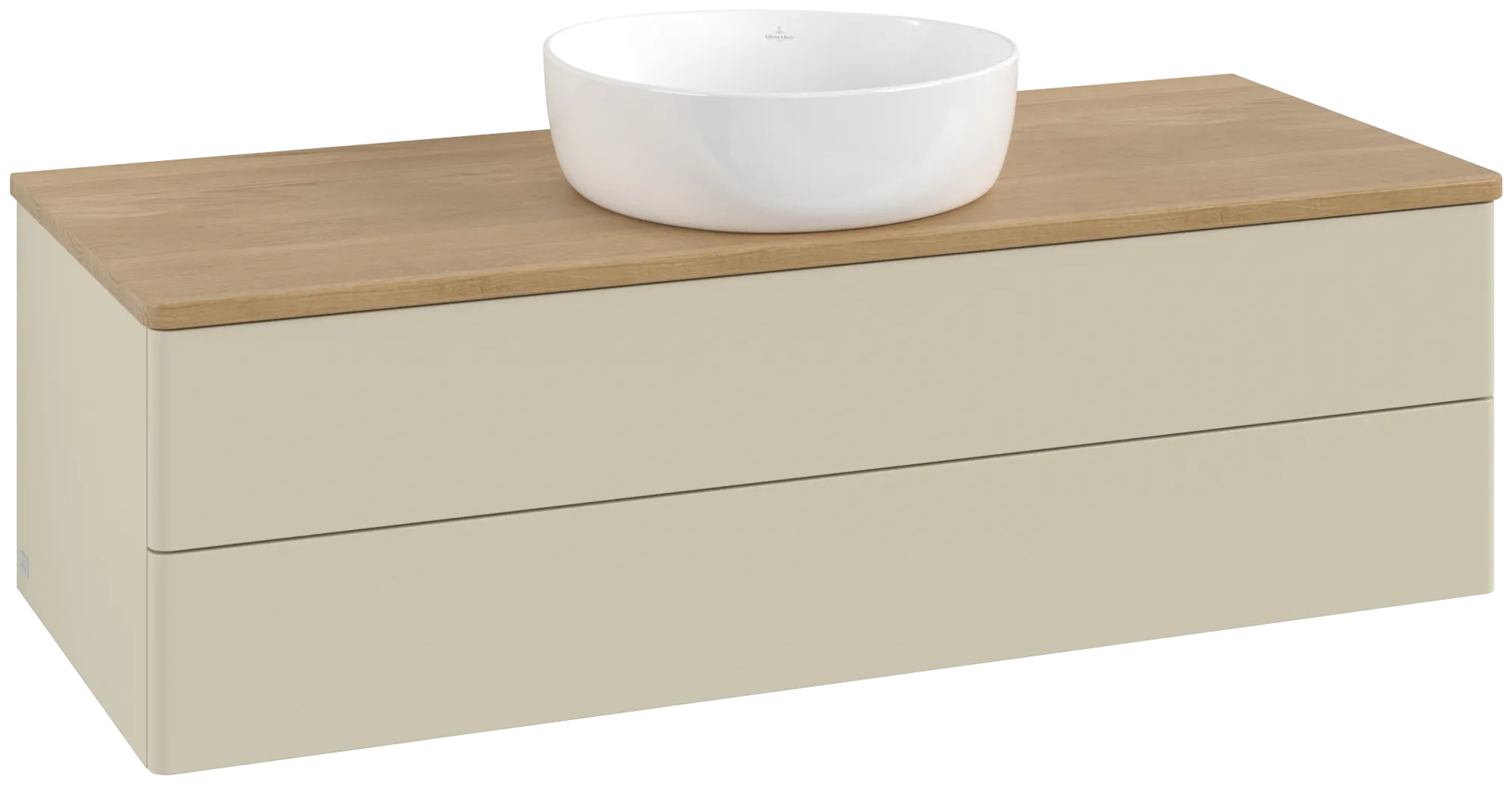 Bild von VILLEROY BOCH Antao Waschbeckenunterschrank, 2 Auszüge, 1200 x 360 x 500 mm, Front ohne Struktur, Silk Grey Matt Lacquer / Honey Oak #K21011HJ