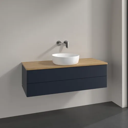 Obrázek VILLEROY BOCH Antao Vanity unit, 2 pull-out compartments, 1200 x 360 x 500 mm, Front without structure, Midnight Blue Matt Lacquer / Honey Oak #K21011HG
