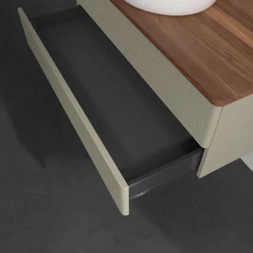 Bild von VILLEROY BOCH Antao Waschbeckenunterschrank, 2 Auszüge, 1000 x 360 x 500 mm, Front mit Struktur, Stone Grey Matt Lacquer / Warm Walnut #K20152HK