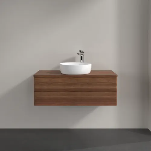 Bild von VILLEROY BOCH Antao Waschbeckenunterschrank, 2 Auszüge, 1000 x 360 x 500 mm, Front mit Struktur, Warm Walnut / Warm Walnut #K20152HM