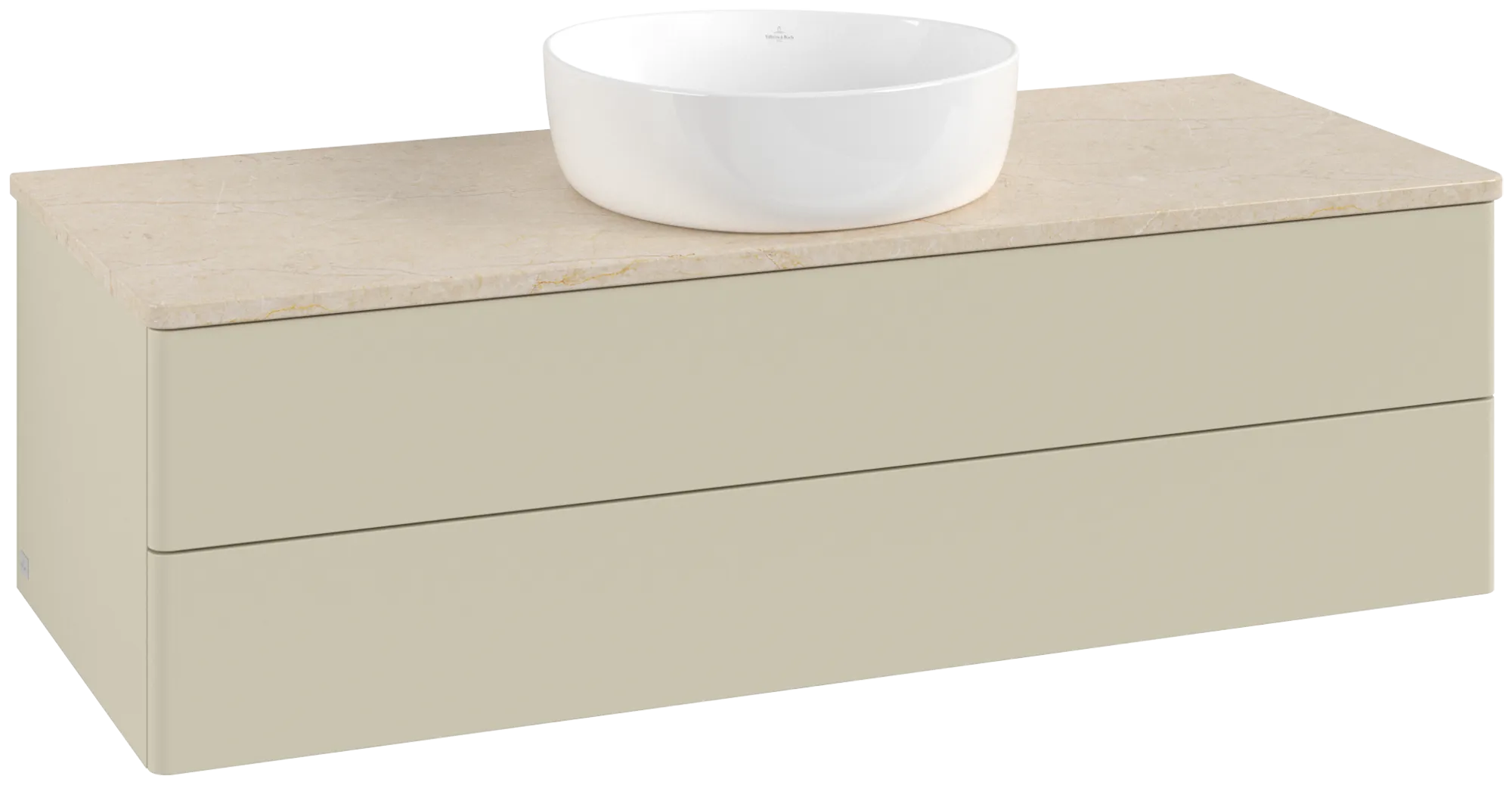Bild von VILLEROY BOCH Antao Waschbeckenunterschrank, 2 Auszüge, 1200 x 360 x 500 mm, Front ohne Struktur, Silk Grey Matt Lacquer / Botticino #K21013HJ