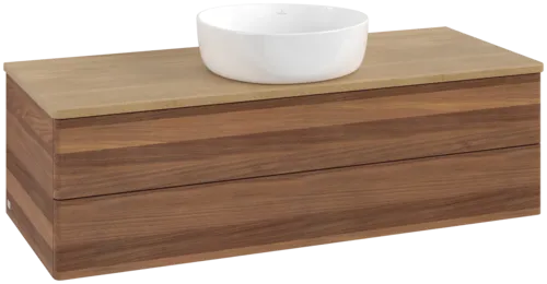 Bild von VILLEROY BOCH Antao Waschbeckenunterschrank, 2 Auszüge, 1200 x 360 x 500 mm, Front ohne Struktur, Warm Walnut / Honey Oak #K21011HM
