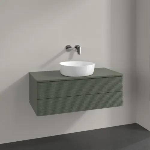 Bild von VILLEROY BOCH Antao Waschbeckenunterschrank, 2 Auszüge, 1000 x 360 x 500 mm, Front mit Struktur, Leaf Green Matt Lacquer / Leaf Green Matt Lacquer #K20150HL