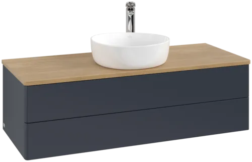 Bild von VILLEROY BOCH Antao Waschbeckenunterschrank, 2 Auszüge, 1200 x 360 x 500 mm, Front ohne Struktur, Midnight Blue Matt Lacquer / Honey Oak #K21051HG