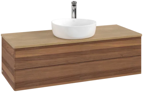 Bild von VILLEROY BOCH Antao Waschbeckenunterschrank, 2 Auszüge, 1200 x 360 x 500 mm, Front ohne Struktur, Warm Walnut / Honey Oak #K21051HM