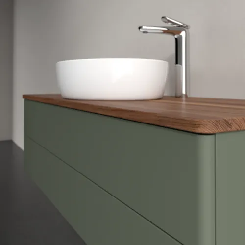Bild von VILLEROY BOCH Antao Waschbeckenunterschrank, 2 Auszüge, 1200 x 360 x 500 mm, Front ohne Struktur, Leaf Green Matt Lacquer / Warm Walnut #K21052HL