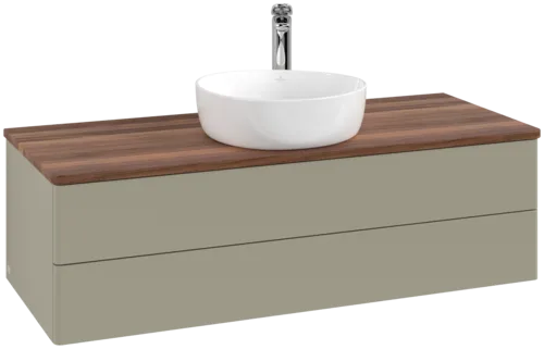 Bild von VILLEROY BOCH Antao Waschbeckenunterschrank, 2 Auszüge, 1200 x 360 x 500 mm, Front ohne Struktur, Stone Grey Matt Lacquer / Warm Walnut #K21052HK
