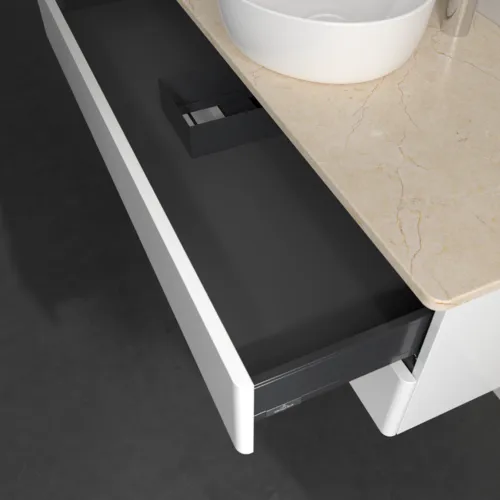 Bild von VILLEROY BOCH Antao Waschbeckenunterschrank, 2 Auszüge, 1200 x 360 x 500 mm, Front ohne Struktur, Glossy White Lacquer / Botticino #K21053GF