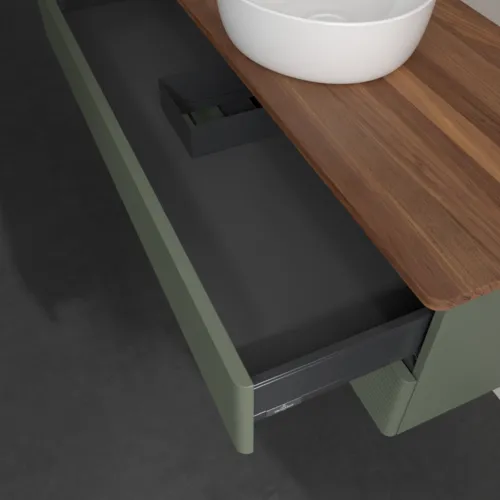 Bild von VILLEROY BOCH Antao Waschbeckenunterschrank, 2 Auszüge, 1200 x 360 x 500 mm, Front mit Struktur, Leaf Green Matt Lacquer / Warm Walnut #K21112HL