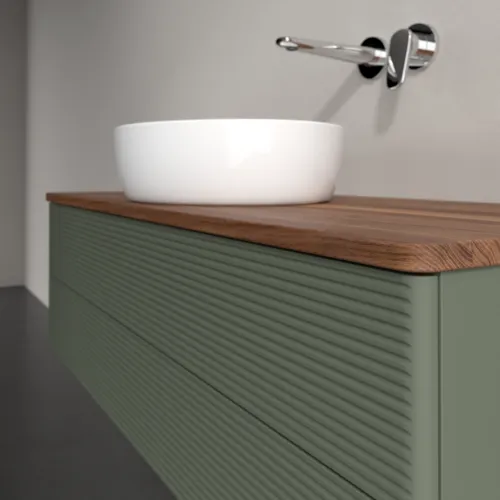 Bild von VILLEROY BOCH Antao Waschbeckenunterschrank, 2 Auszüge, 1200 x 360 x 500 mm, Front mit Struktur, Leaf Green Matt Lacquer / Warm Walnut #K21112HL