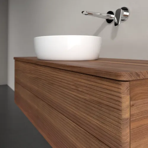 Bild von VILLEROY BOCH Antao Waschbeckenunterschrank, 2 Auszüge, 1200 x 360 x 500 mm, Front mit Struktur, Warm Walnut / Warm Walnut #K21112HM