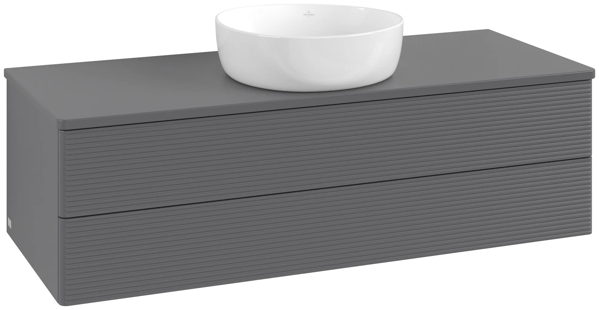 Bild von VILLEROY BOCH Antao Waschbeckenunterschrank, 2 Auszüge, 1200 x 360 x 500 mm, Front mit Struktur, Anthracite Matt Lacquer / Anthracite Matt Lacquer #K21110GK