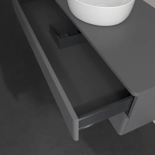 Bild von VILLEROY BOCH Antao Waschbeckenunterschrank, 2 Auszüge, 1200 x 360 x 500 mm, Front mit Struktur, Anthracite Matt Lacquer / Anthracite Matt Lacquer #K21110GK