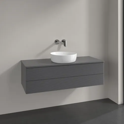 Bild von VILLEROY BOCH Antao Waschbeckenunterschrank, 2 Auszüge, 1200 x 360 x 500 mm, Front mit Struktur, Anthracite Matt Lacquer / Anthracite Matt Lacquer #K21110GK