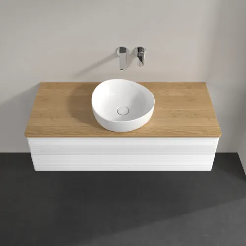 Bild von VILLEROY BOCH Antao Waschbeckenunterschrank, 2 Auszüge, 1200 x 360 x 500 mm, Front mit Struktur, White Matt Lacquer / Honey Oak #K21111MT