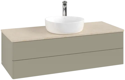 Bild von VILLEROY BOCH Antao Waschbeckenunterschrank, 2 Auszüge, 1200 x 360 x 500 mm, Front ohne Struktur, Stone Grey Matt Lacquer / Botticino #K21053HK
