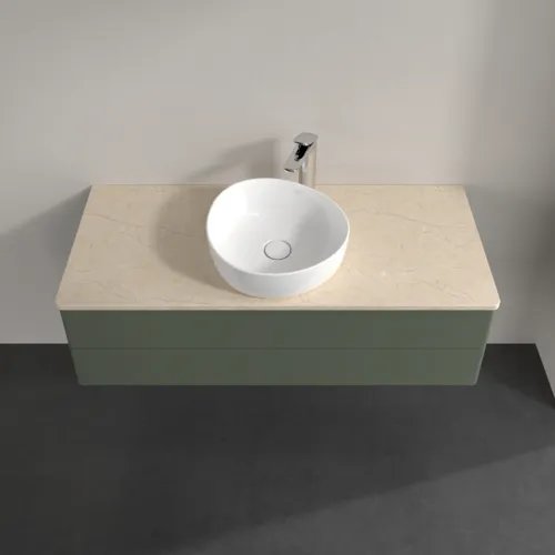 Bild von VILLEROY BOCH Antao Waschbeckenunterschrank, 2 Auszüge, 1200 x 360 x 500 mm, Front ohne Struktur, Leaf Green Matt Lacquer / Botticino #K21053HL