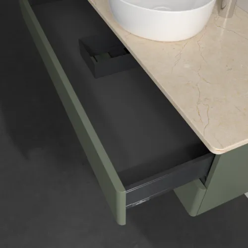Bild von VILLEROY BOCH Antao Waschbeckenunterschrank, 2 Auszüge, 1200 x 360 x 500 mm, Front ohne Struktur, Leaf Green Matt Lacquer / Botticino #K21053HL