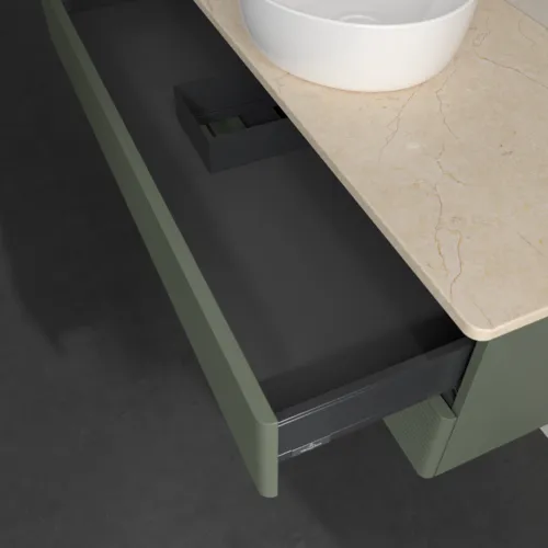 Bild von VILLEROY BOCH Antao Waschbeckenunterschrank, 2 Auszüge, 1200 x 360 x 500 mm, Front mit Struktur, Leaf Green Matt Lacquer / Botticino #K21113HL